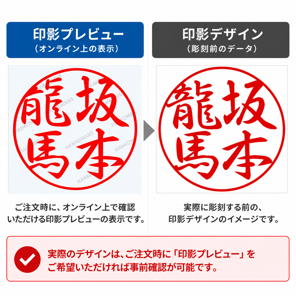 オンラインプレビューと実際の彫刻データの比較